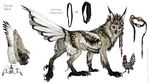  avian bird black_nose blue_eyes canine chicken claws eyewear feathered_wings feathers fur goggles grey_fur hybrid mammal simple_background tatchit white_background wings 