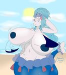  adepressedcosmog anthro big_breasts bikini breasts butt clothing female huge_breasts hyper hyper_breasts nintendo pok&eacute;mon primarina slightly_chubby swimsuit thick_thighs video_games wardrobe_malfunction wide_hips 