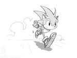  anthro clothing conditional_dnp gloves hedgehog jollyjack male mammal monochrome running simple_background solo sonic_(series) sonic_the_hedgehog white_background 