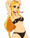  bikini blonde_hair blue_eyes breasts highres long_hair pointy_ears princess_zelda savannah_(yugino) smile solo swimsuit the_legend_of_zelda the_legend_of_zelda:_ocarina_of_time 