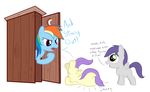  2017 angry english_text equine feathered_wings feathers female feral friendship_is_magic group hair horse mammal mightyshockwave multicolored_hair my_little_pony outhouse pegasus pony purple_eyes rainbow_dash_(mlp) rainbow_hair simple_background text white_background wings 