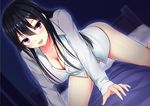  cleavage kurokami_(kurokaminohito) no_bra nopan open_shirt undressing 