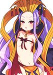  bare_shoulders bow bow_bra bra breasts chawan_(yultutari) chinese_clothes collarbone crown earrings facial_mark fate/grand_order fate_(series) forehead_mark groin hagoromo hair_ornament hanfu hat highres jewelry loincloth long_hair long_sleeves navel open_clothes open_mouth pelvic_curtain purple_hair red_eyes ribbon ribbon_bra sash shawl sleeves_past_wrists small_breasts solo string string_bra underwear very_long_hair wide_sleeves wu_zetian_(fate/grand_order) 