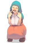  blush boku_no_hero_academia closed_eyes fukukado_emi green_hair long_hair niko_(toitoi210) open_mouth simple_background smile solo teeth white_background 