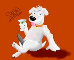  black_nose black_penis brian_griffin canine collar dog drink family_guy male mammal martini nude orange_background penis plain_background solo unknown_artist 