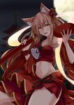  animal_ear_fluff animal_ears blonde_hair blush breasts commentary_request cowboy_shot cup detached_sleeves fate/extra fate/extra_ccc fate/extra_ccc_fox_tail fate_(series) fox_ears fox_tail full_moon hagoromo highres holding holding_sword holding_weapon japanese_clothes kurokage large_breasts long_hair long_sleeves looking_at_viewer moon navel night over_shoulder ribbon-trimmed_sleeves ribbon_trim sakazuki shawl smile solo stomach suzuka_gozen_(fate) sword tail weapon weapon_over_shoulder wide_sleeves yellow_eyes 