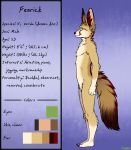  2019 5_fingers anthro black_nose canine conditional_dnp english_text fennec fenrick fox fur green_eyes male mammal model_sheet nude ratte simple_background solo standing tan_fur text 