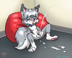  balls blush canine cum eyes_closed male mammal masturbation open_mouth penis solo twotails wolf 