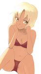  1girl bikini brown_eyes canaan canaan_(character) dark_skin small_breasts smile white_hair 