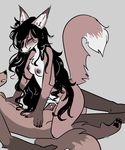  black_hair black_nose breasts canine claws cum duo female fox grey_background hair hindpaw long_hair male male/female mammal nipples paws penetration rainbowsprinklesart simple_background solo_focus vaginal vaginal_penetration 