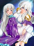  barefoot blue_eyes breasts cherry_numan cloak cum cum_on_clothes diadora_(fire_emblem) fire_emblem fire_emblem:_seisen_no_keifu large_breasts mother_and_daughter multiple_girls white_hair yuria_(fire_emblem) 