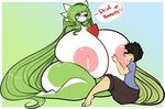  &lt;3 anthro anthrofied areola big_breasts breastfeeding breasts duo english_text eyewear fan_character female gardevoir glasses gradient_background green_hair hair huge_breasts humanoid hyper hyper_breasts interspecies lactating larger_female long_hair male male/female milk nintendo nipples pink_nipples pok&eacute;mon red_(pelleelle) red_eyes simple_background size_difference smaller_male smile tehbuttercookie text typhlosion video_games wide_hips 