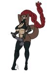  2017 android animal_genitalia animal_penis anthro balls big_balls big_breasts bottomless breasts clothed clothing detailed digital_media_(artwork) dreadlocks equine_penis erection female hair hands_behind_head hi_res intersex long_hair looking_at_viewer machine melion_(beyxer) multi_arm multi_limb nipples partially_clothed penis pinup pose presenting reptile robot rubber scalie simple_background skimpy solo standing talynn thick_thighs tight_clothing trenco under_boob 