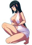 bare_shoulders barefoot black_hair breasts cleavage covered_nipples dress feet hands_together highres kazuki_kisuke large_breasts lips long_hair navel parted_lips solo thighs toes transparent_background very_long_hair white_dress 