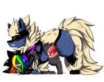  2016 2017 all_fours alternate_color animal_genitalia arcanine arcario blush canine clinched_teeth cum cum_inside digital_media_(artwork) doggystyle duo eevee erection fak&eacute;mon fan_character female feral fluffy fluffy_tail from_behind_position fur hair hi_res hybrid internal lucario male male/female mammal nintendo on_top open_mouth orgasm penetration penis pok&eacute;mon raven_eevee raveneevee sex simple_background smile ssweat stripes video_games 