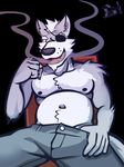  anthro canine clothed clothing male mammal muscular muscular_male nintendo slightly_chubby smoking solo star_fox topless ventkazemaru video_games wolf wolf_o&#039;donnell 