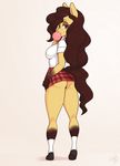  2017 anthro brown_eyes brown_hair bubble_gum butt clothing equine fan_character female hair horse looking_at_viewer looking_back mammal my_little_pony pony pose skecchiart skirt solo terra_(oc) 