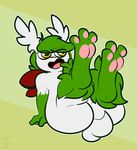  1-upclock allison_(1-upclock) barefoot butt feet female foot_fetish hair legendary_pok&eacute;mon nintendo open_mouth paws pok&eacute;mon presenting shaymin shaymin_(sky_form) simple_background soles solo toes tongue video_games 