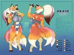  2017 akane_(candescence) anthro big_breasts big_butt breasts butt candescence canine clothing darkshadow777 digital_media_(artwork) dipstick_tail female fox fur gloves_(marking) heterochromia huge_breasts kunai mammal markings model_sheet multi_tail multicolored_tail navel orange_fur ponytail pussy socks_(marking) solo thick_thighs voluptuous weapon wide_hips 