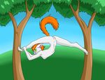  absurd_res amber_eyes annonymouse breasts digitigrade_legs fan_character hair hi_res nipples orange_hair pussy rinka_baker tree 