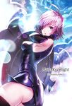  artist_name ass bibiko black_legwear breasts character_name elbow_gloves fate/grand_order fate_(series) gloves hair_over_one_eye looking_at_viewer mash_kyrielight medium_breasts purple_eyes purple_hair short_hair solo thighhighs 