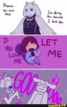  ambiguous_gender anthro caprine clothed clothing comic dialogue english_text eyes_closed female floppy_ears footwear goat hair human humor ifunny long_ears looking_down looking_up mammal meme microphone open_mouth pants protagonist_(undertale) shoes singing song standing text tongue toriel undertale unknown_artist video_games yelling 