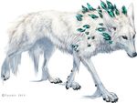  2015 alpha_channel ambiguous_gender black_nose blue_eyes canine claws coyote crystals feral fur mammal paws simple_background solo tatchit transparent_background white_fur 