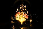  black_background bubble candle commentary_request fire flame flower highres no_humans original reflection scenery water water_drop y_y_(ysk_ygc) 