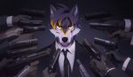  agonylight canine clothed clothing digital_media_(artwork) gun hair indui male mammal pants pecs ranged_weapon standing weapon wolf yellow_eyes 