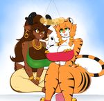 averyshadydolphin big_breasts breasts duo feline female happy hi_res huge_breasts hypnosis looking_at_viewer mammal mind_control sascha tiger 