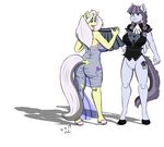  2017 anthro big_breasts big_butt blue_eyes bottomless braided_hair breasts butt clothed clothing cutie_mark dock dress duo earth_pony equine fan_character female furgonomics hair hi_res holding_object horn horse inky_eye lily_lace mammal my_little_pony open_mouth open_smile pigtails pony purple_eyes purple_hair pussy rear_view sailoranna sheer_clothing shirt side_boob simple_background skirt smile translucent transparent_clothing unicorn white_background white_hair wide_hips 