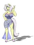  2017 anthro big_breasts blue_eyes breasts cleavage clothed clothing cutie_mark equine fan_character female hair hand_on_hip hi_res horn lily_lace mammal my_little_pony navel nipples open_mouth open_smile pussy sailoranna simple_background smile solo translucent transparent_clothing unicorn white_hair wide_hips 