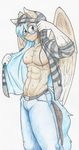  abs blue_eyes clothing equine eyewear fan_character flicker-show glasses hoodie male mammal muscular my_little_pony pegasus solo sweat traditional_media_(artwork) wings 
