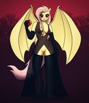  2017 absurd_res anthro anthrofied apple armwear bat_pony bat_wings breasts clothing dress elbow_gloves fangs female fluttershy_(mlp) food friendship_is_magic fruit gloves hair hi_res holding_object legwear looking_at_viewer lumekat membranous_wings my_little_pony navel nipples outside pink_hair pussy red_eyes solo stockings thigh_highs translucent transparent_clothing wings 