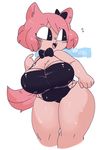  &lt;3 &lt;3_eyes anthro big_breasts bow_tie breasts cat cleavage clothed clothing english_text feline flying_sweatdrops fur gats hair hair_bow hair_ribbon huge_breasts mammal open_mouth pink_fur pink_hair ribbons short_stack slightly_chubby solo sugar_(gats) sweat sweatdrop swimsuit text wet 