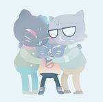  candy_(nitw) cat clothing cute daughter dress_shirt family family_hug father feline female footwear group hand_holding hannjudd_(artist) hug mae_(nitw) male mammal mother night_in_the_woods pants parent shirt smile stan_borowski_(nitw) whiskers 