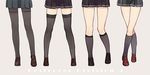  arashi_(kantai_collection) black_footwear black_legwear black_skirt brown_footwear close-up crossed_legs grey_background hagikaze_(kantai_collection) hita_(hitapita) kantai_collection kneehighs knees legs loafers lower_body maikaze_(kantai_collection) miniskirt multiple_girls nowaki_(kantai_collection) pantyhose pleated_skirt shoes simple_background skirt socks thighband_pantyhose thighhighs thighs watson_cross zettai_ryouiki 