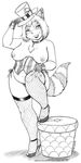  anthro breasts card clothing collar female fish_net garter gloves hair hat key legwear mammal one_eye_closed piercing pose raccoon slightly_chubby slippers solo stockings thong vkyrie wink 