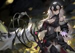  armor armored_boots blonde_hair boots cowter fate/grand_order fate_(series) flower fur gauntlets groin jeanne_d'arc_(alter)_(fate) jeanne_d'arc_(fate) jeanne_d'arc_(fate)_(all) pale_skin qmo_(chalsoma) rose smile solo standard_bearer thighhighs yellow_eyes 