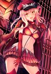  :d alluring_chief_warden_look bangs blonde_hair bra breasts candle chain cleavage contrapposto cowboy_shot elbow_gloves epaulettes eyebrows_visible_through_hair fate/grand_order fate_(series) fire frilled_skirt frills gloves groin haruka_natsuki hat head_tilt heart holding indoors jacket jacket_on_shoulders long_hair looking_at_viewer medb_(fate)_(all) medb_(fate/grand_order) medium_breasts midriff navel open_mouth peaked_cap pleated_skirt prison riding_crop skirt smile solo standing stomach teeth thighhighs underwear yellow_eyes 