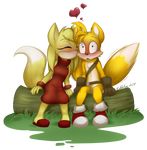  alpha_channel anthro blush canine clothing dress duo eyelashes eyes_closed female footwear fox fur gabbslines gloves kissing log male mammal miles_prower romantic_couple shoes sitting sonic_(series) sonic_boom wood yellow_fur zooey_the_fox 