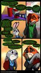  2017 anthro bow_tie bulletproof_vest canine clothed clothing comic cup dialogue dipstick_ears disney duo english_text female fox holding_object hug john_wilde judy_hopps lagomorph male mammal paperwork police_uniform rabbit robertfiddler suit text uniform url zootopia 