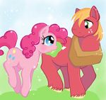  2011 blue_eyes butterscotch25 cute digital_media_(artwork) duo earth_pony equine female feral friendship_is_magic grass happy horse male mammal my_little_pony pinkie_pie_(mlp) pony smile walking 