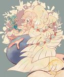  blonde_hair blue_eyes blue_hair cocoyuzu7777 conch coral fins frills hair_ornament headdress image_sample jewelry long_hair mermaid monster_girl pearl pokemon pokemon_(creature) pokemon_(game) pokemon_sm primarina sea_star seal shell twitter_sample watermark 