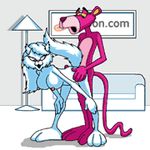  animated anthro breasts cat duo feline female from_behind hair humor long_hair low_res male mammal nipples pink_panther pink_panther_(series) sex sextoon sofa straight unknown_artist white_hair 