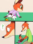  2017 4_fingers anthro canine clothing comic cub disney duo father fox hi_res hybrid lagomorph male mammal nick_wilde parent rabbit skeletonguys-and-ragdolls squeaker violet_(zootopia) young zootopia 