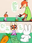  2017 4_fingers anthro canine clothed clothing comic cub dialogue disney duo english_text father fox fur heterochromia hi_res hybrid lagomorph male mammal necktie nick_wilde orange_fur parent rabbit skeletonguys-and-ragdolls speech_bubble text violet_(zootopia) young zootopia 
