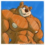  bear cooner_(artist) male mammal muscular nipples post_golden_crisp simple_background sugar_bear_(character) 