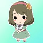  brown_hair chibi green_hair hair_ornament hinako_note kuroyanagi_ruriko lowres ponareon_ponaparte short_hair smile 