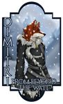  2017 anthro badge black_nose bluwolfie42 canine clothed clothing detailed_background digital_drawing_(artwork) digital_media_(artwork) fox free_folk fur game_of_thrones hair holding_object holding_weapon invalid_tag knight male mammal melee_weapon mountain muscular outside sky snow standing sword weapon wildling winter 